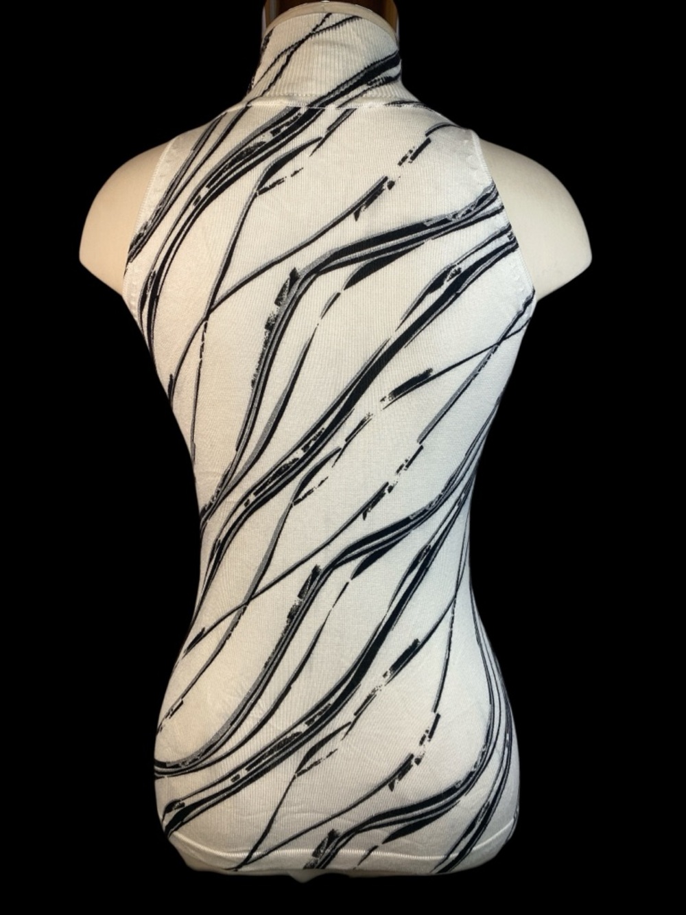 White House Black Market Sleeveless Turtleneck Top White -Black Women’s Small - Picture 2 of 4